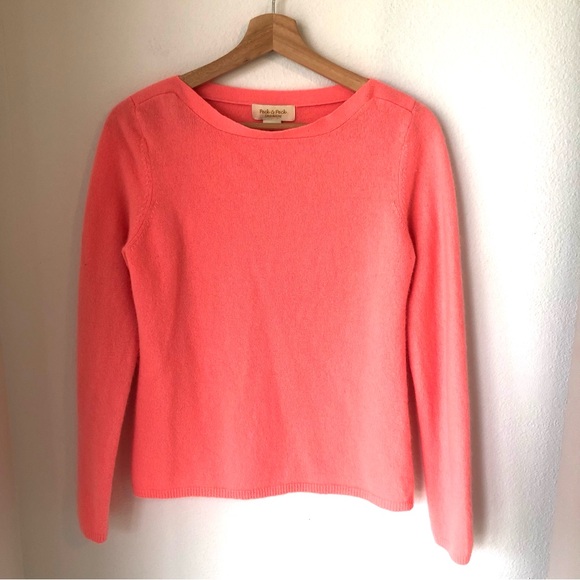 Peck & Peck Cashmere Crewneck Sweater Women’s L Pullover Peach Orange Soft, Cozy - Picture 1 of 12